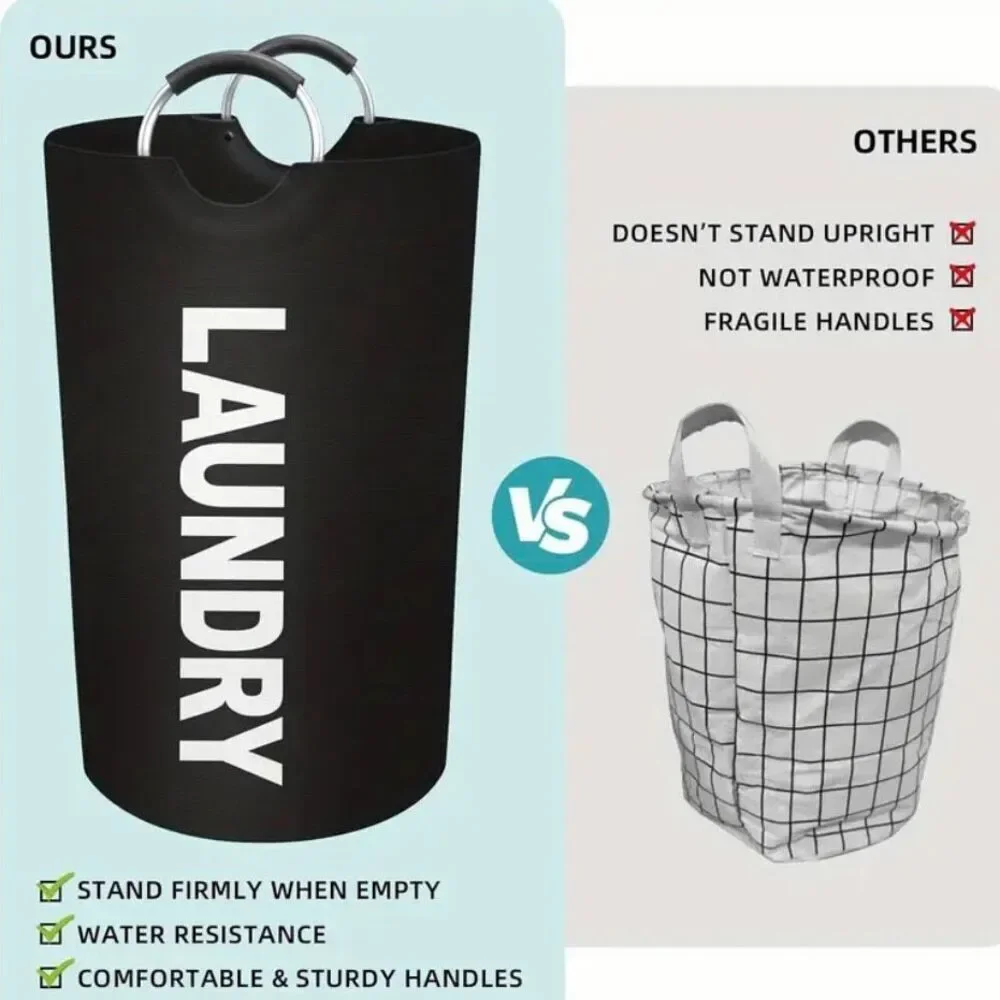 NWT Gorgeous Black 25.1ga Large Collapsible Fabric Laundry Hamper Padded Handles